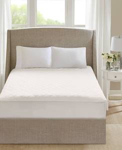 lot 2654 image: Cotton White Deep Pocket Heated Mattress Pad by Beautyrest- Retail$146.99