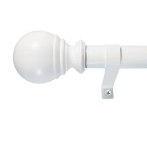 lot 2709 image: Decopolitan 1-Inch Ball Telescoping Curtain Rod Set, 72 to 144-Inch, White