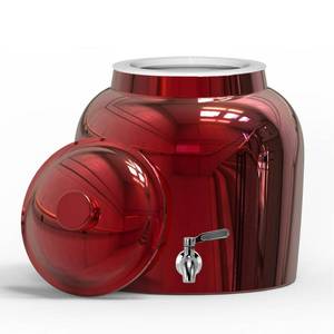 lot 2740 image: GEO 5 gal. Porcelain Ceramic Crock Beverage Serveware with Stainless Steel Faucet and Lid