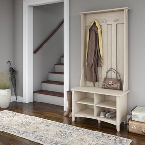lot 2752 image: Bush Furniture Salinas Hall Tree with Shoe Storage Bench - Retail $185.99