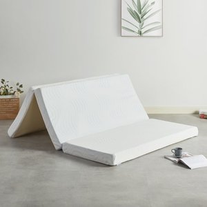 lot 2570 image: Best Price Mattress 4 Inch Trifold Memory Foam Topper w Cover Short Queen