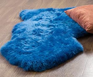 lot 2621 image: Milan Shearling Single Sheepskin Rug, Navy Blue, 2x3 Foot