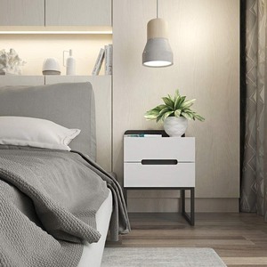 lot 2671 image: White Bedside Table With Drawer And Storage