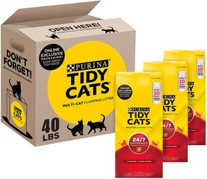 lot 2711 image: Tidy Cats 13.3lb Multi Cat Clumping Litter Box 3 Pack
