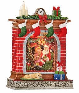 lot 2714 image: Stockings on Fireplace Lighted Snow Lantern 10.125 - 10.125H x 4 x 7.25W- Retail$78.98