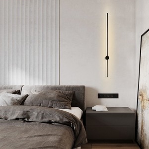lot 2741 image: Minimalist Style Modern Long Strip LED Wall Sconce 3000K - Black - 2.3- Retail$114.99