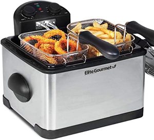 lot 2744 image: Elite Gourmet 4Qt Dual Basket Deep Fryer