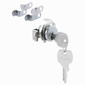 lot 69004 image: Prime-Line Mailbox Lock, 5 Cam, Nickle Finish, National Keyway, Opens Counter-Clockwise, 90 Degree Rotation