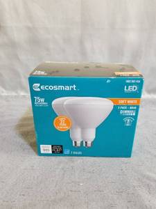 lot 69067 image: EcoSmart 75-Watt Equivalent BR40 Dimmable LED Light Bulb Soft White (2-Pack)