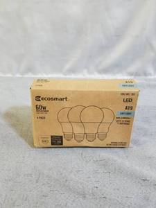 lot 69133 image: EcoSmart 60-Watt Equivalent A19 Non-Dimmable LED Light Bulb Daylight (3-Pack)