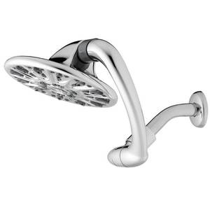 lot 69148 image: Waterpik 6-Spray 7 in. Single Wall Mount 1.8 GPM Fixed Rain Shower Head in Chrome, Grey