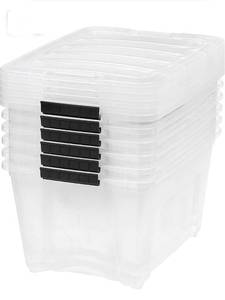 lot 8476 image: IRIS USA, Inc. TB-28 Stack & Pull Box, 31.75 Quart, Clear, 6 Pack TB-17 Stack & Pull Box, 19 Quart, Clear, 6 Pack