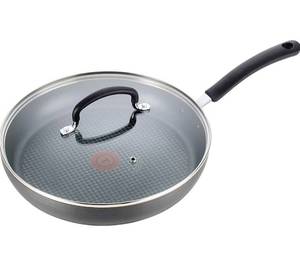 lot 8477 image: T-fal Nonstick Dishwasher Safe Cookware Lid Fry Pan, 10-Inch, Black
