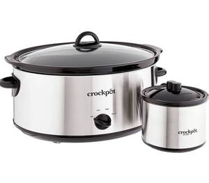 lot 8503 image: Crock-Pot 8 Quart Manual Slow Cooker with 16 Oz Little Dipper Food Warmer, Stainless