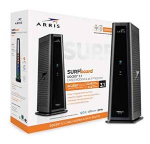 lot 8505 image: ARRIS SURFboard SBG8300 DOCSIS 3.1 Gigabit Cable Modem & AC2350 Dual Band Wi-Fi Router, Approved for Cox, Spectrum, Xfinity & others (black) - Retail $199