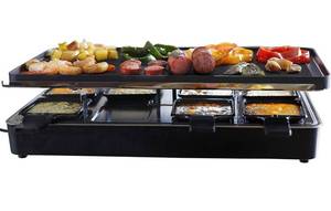 lot 8511 image: Milliard Raclette Grill for Eight People, Includes Granite Cooking Stone, Reversible Non-Stick Grilling Surface, and 8 Paddles - Great for a Family Get Together or Party
