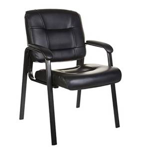 lot 8520 image: Amazon Basics Classic Faux Leather Office Desk Guest Chair with Metal Frame - Black