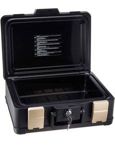 lot 20649 image: Honeywell Safes & Door Locks LHLP1103G 30 Minute Fire Safe Waterproof Safe Box Chest with Carry Handle, Medium, 1103, Black