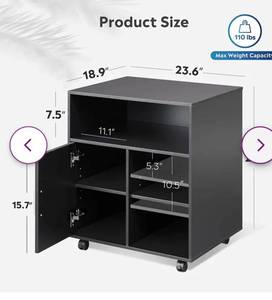 lot 20661 image: Devaise Brand Mobile Printer Stand Black