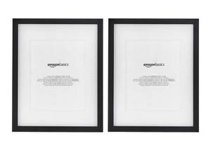 lot 20686 image: Amazon Basics 11 x 14 Photo Picture Frame or 8 x 10 with Mat - Black, 2-Pack