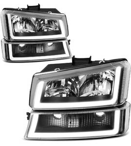 lot 2914 image: AUTOSAVER88 Headlight Assembly with LED DRL Compatible with 2003 2004 2005 2006 Avalanche Silverado 1500 2500 35002007 Chevrolet Silverado Classic Headlamp Black Housing Clear Lens and Reflector