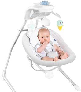 lot 2916 image: RONBEI Baby Swings for Infants, Cradle Swing, Electric Baby Swing Chair with 4 Swing SpeedsVibration & Music (Light Grey)