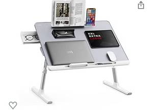 lot 9930 image: Laptop Bed Tray Desk, SAIJI Adjustable Laptop Stand for Bed (Grey XL)