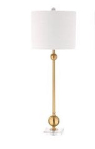 lot 9937 image: Hollis 34 Metal LED Table Lamp, Brass with Crystal Base