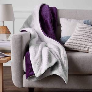 lot 8556 image: Amazon Basics Ultra-Soft Micromink Sherpa Blanket - Queen, Plum