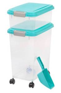 lot 8566 image: 3-Piece Airtight Pet Food Container Combo, Seaform Blue Gray
