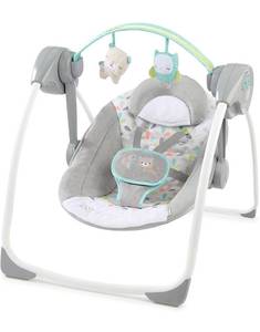 lot 8572 image: Ingenuity Comfort 2 Go Compact Portable 6-Speed Baby Swing with Music, Folds for Easy Travel - Fanciful Forest, 0-9 Months