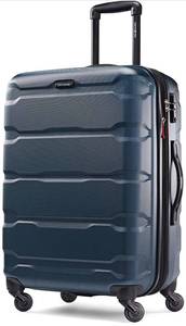 lot 8578 image: Samsonite Omni PC Hardside Expandable Luggage with Spinner Wheels, Teal, Checked-Medium 24-Inch