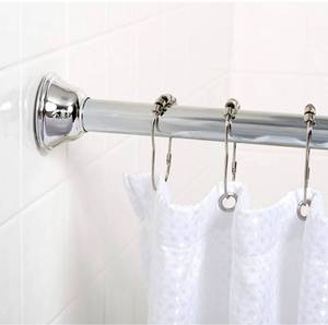 lot 8579 image: Zenna Home Rust-Resistant Adjustable Decorative Tension Shower Rod, 44-72 Inches, Chrome