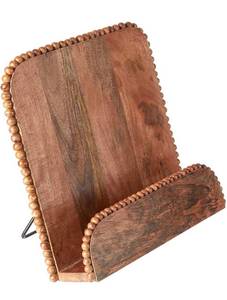 lot 8595 image: Mud Pie Beaded Cookbook Holder, 11 x 11, Natural Brown