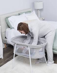lot 8603 image: Baby Basics� Infant Bassinet, Gray, Portable and Collapsible, Includes Padded Insert, Breathable Design