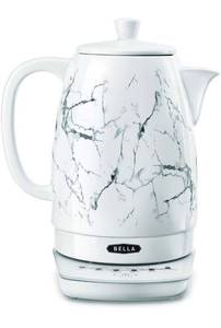 lot 8611 image: BELLA 1.8 Liter Temperature Control Electric Ceramic Kettle with Digital Touch Interface, Automatic Shut Off & Detatchable Swivel Base, White Marble