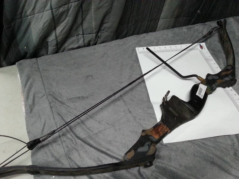 lot 1051 image: Large Martin Archery Camouflage dual string compound bow ready for the Turkey season next month