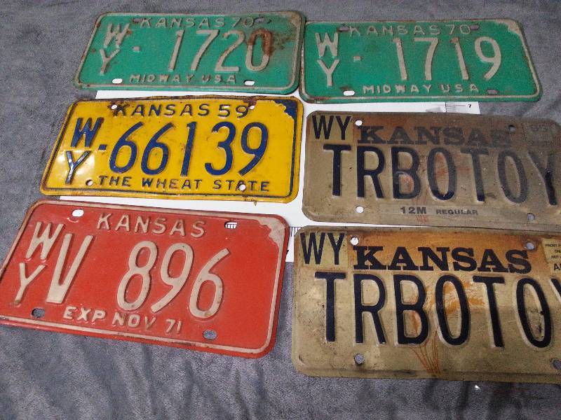 lot 1037 image: Quite an assortment of Wyandotte County Kansas license plates (6 total)