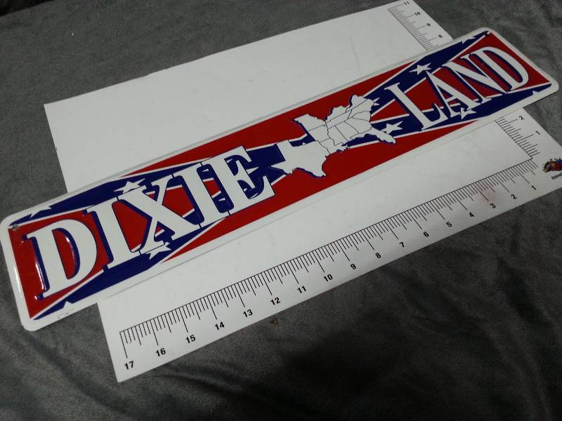 lot 1012 image: Dress your bedroom wall or shop up with this lightweight aluminum Dixie Land sign