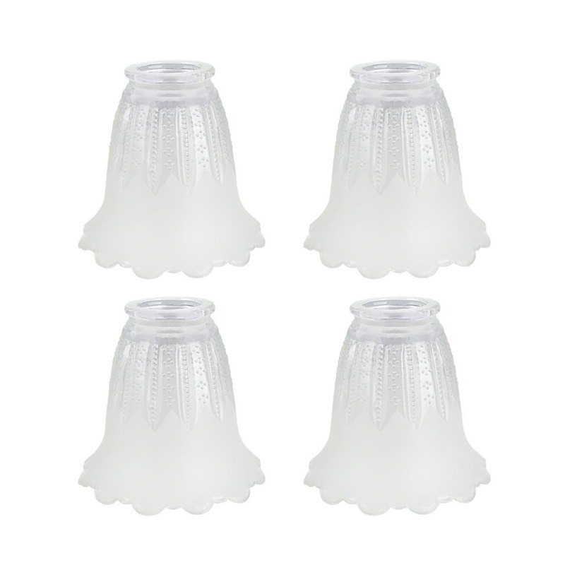 lot 2789 image: Aspen Creative 23078-4 Clear & Frosted Transitional Style Replacement Glass Shade, 2-18 Fitter Size, 4-12 high x 5 diameter, 4 Pack