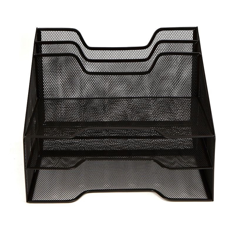 lot 2792 image: Mind Reader Mesh Desk Organizer 5 Trays Desktop Document Letter Tray for Folders, Mail, Stationary, Desk Accessories
