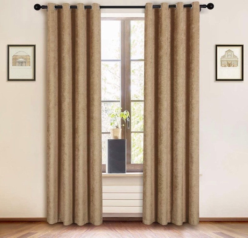 lot 2449 image: ELKCA Double-Sided Chenille Curtains for Living Room Modern Window Treatment for Bedroom Curtain,Grommet Top-2 Panels (Coffee, 52 W x 104