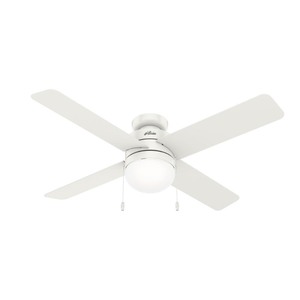 lot 3354 image: Hunter 52 Timpani Fresh White Low Profile Ceiling Fan with LED Light and Pull Chain