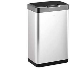 lot 3396 image: EKO Mirage-T 50 Liter  13.2 Gallon Touchless Rectangular Motion Sensor Trash Can, Brushed Stainless Steel Finish
