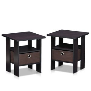 lot 3464 image: Furinno 2 Petite End Table Bedroom Night Stand - Set of Two, Multiple Finishes