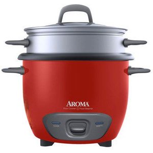 lot 3470 image: Aroma 14 Cup Non-Stick Programmable Pot Style Red Rice Cooker, 4 Piece