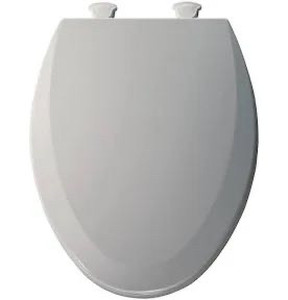lot 3492 image: Bemis Elongated Molded Wood Toilet Seat - Grey