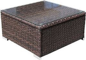 lot 3494 image: DIMAR GARDEN Outdoor Rattan Square Coffee Table with Glass Top