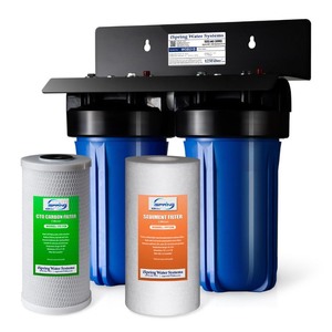 lot 3495 image: iSpring Whole House Water Filtration System 2-stage w 4.5X10 Sediment and Carbon Block Filters #WGB21B