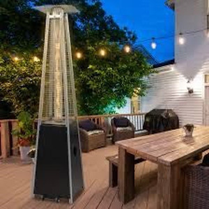 lot 3506 image: Pyramid Outdoor Propane Patio Heater with Wheels, Glass Tube Flame, Quick Start Ignition